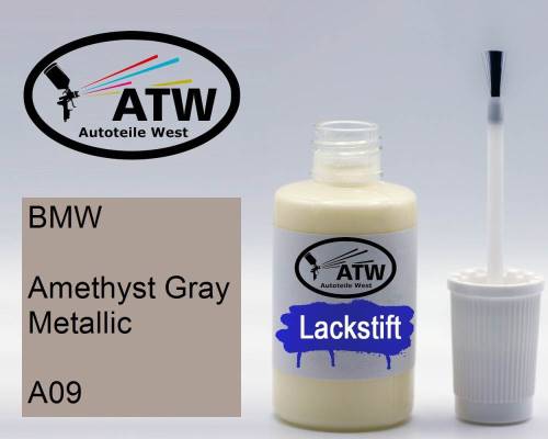 BMW, Amethyst Gray Metallic, A09: 20ml Lackstift, von ATW Autoteile West.